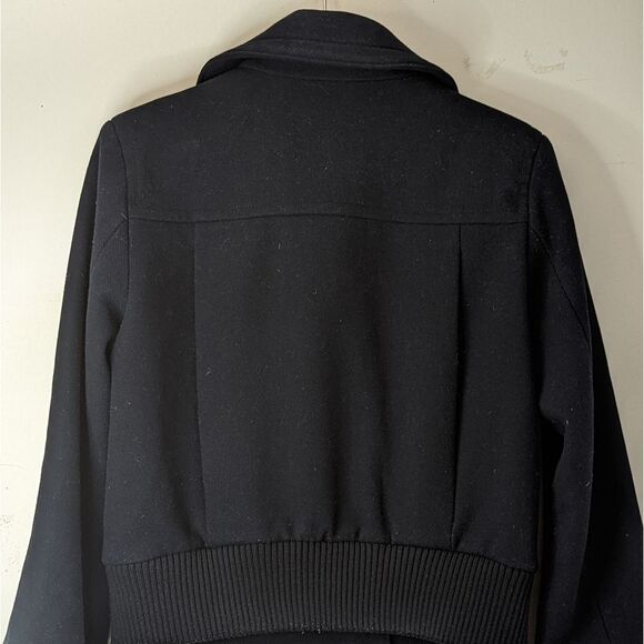 Gap thick Wool blend double breasted bomber coat Indigo Blue sz M bell s… - Picture 2 of 12